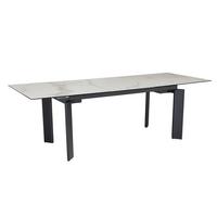 ESSTISCH Ausziehbar Keramik Glas Marmoroptik 180-240 MALTA, Weiß-Schwarz 180x95x77 cm - Schwarz/Weiß, Glas/Metall (95/180/77cm) - KADIMA DESIGN
