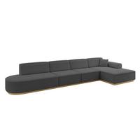 ECKSOFA Ottomane Rechts IREA-L3-v2 - 412x165x80 cm Grau - Dunkelgrau/Olivgrün, Holzwerkstoff/Textil (412/165cm) - ALTDECOR