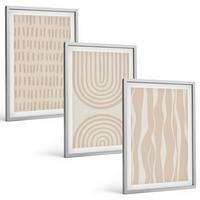BILDER SET 3er Set - 40x60 cm Silberner Rahmen - Abstrakte beige Muster - Silberfarben, Kunststoff (40/60cm) - TULUP