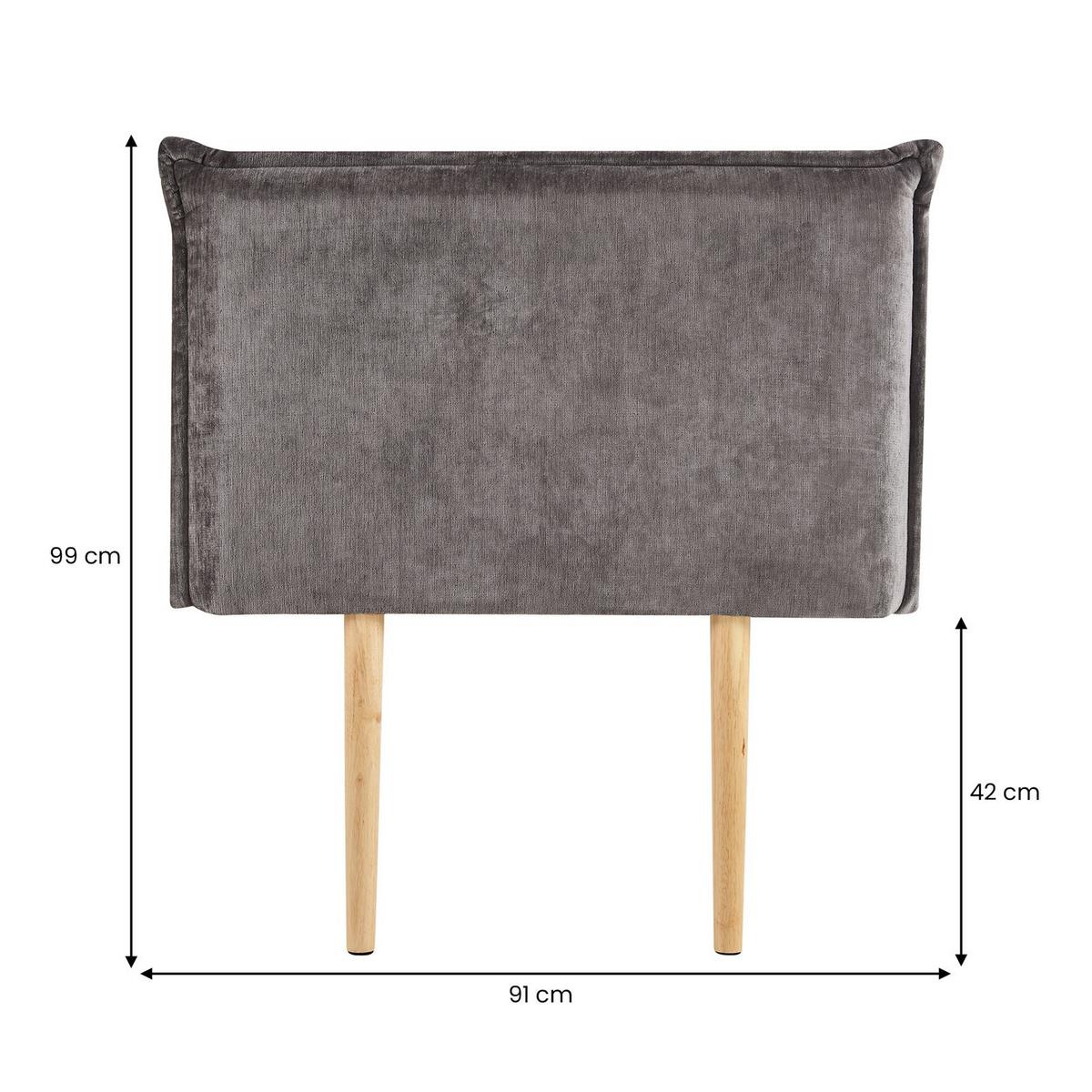 KOPFTEIL DELMO 90x190 cm grau - Grau, Textil (91/99/7cm) - IDIMEX