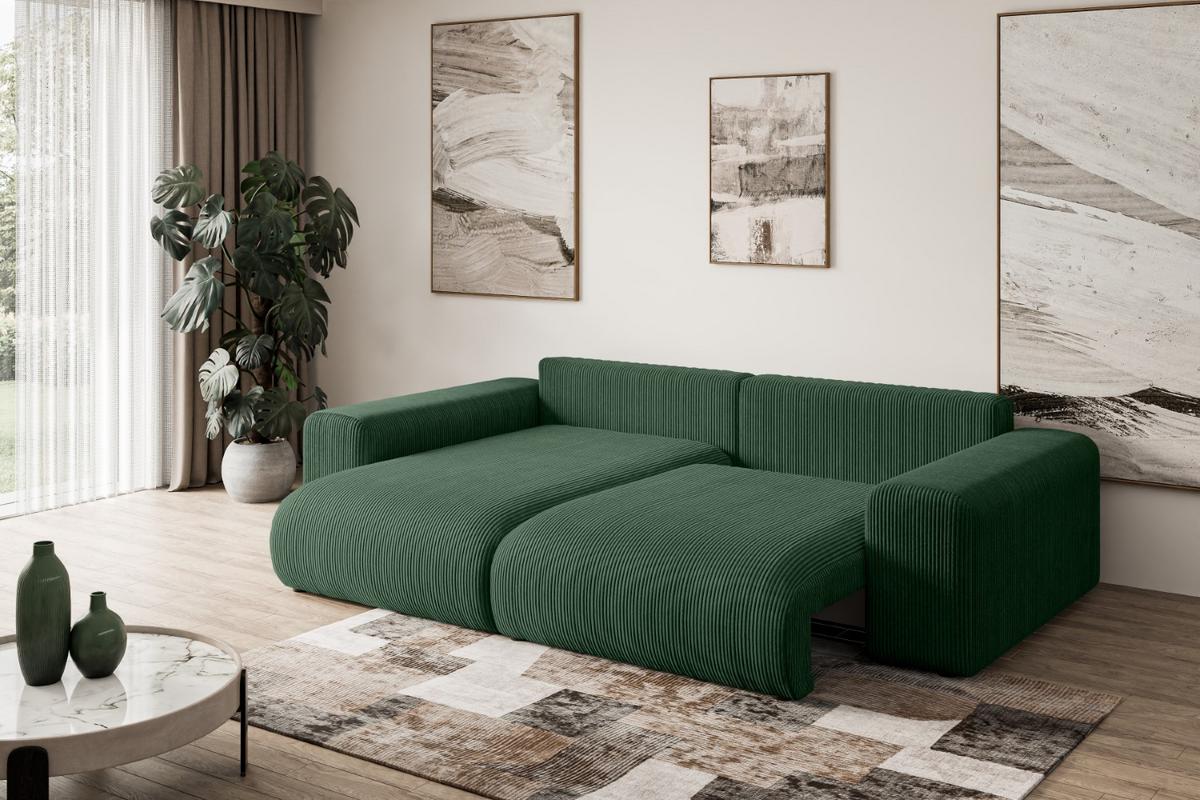 ECKSOFA Ottomane links ESKAR-L 266x176x72 Grün Cord - Schwarz/Grün, Holzwerkstoff/Kunststoff (266/176cm) - ALTDECOR