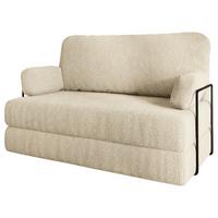 BETTSOFA KESTE aus Schaumstoff Bucle-Stoff Creme Schlaffunktion - Creme, Textil (140/86/60cm) - MASSENO
