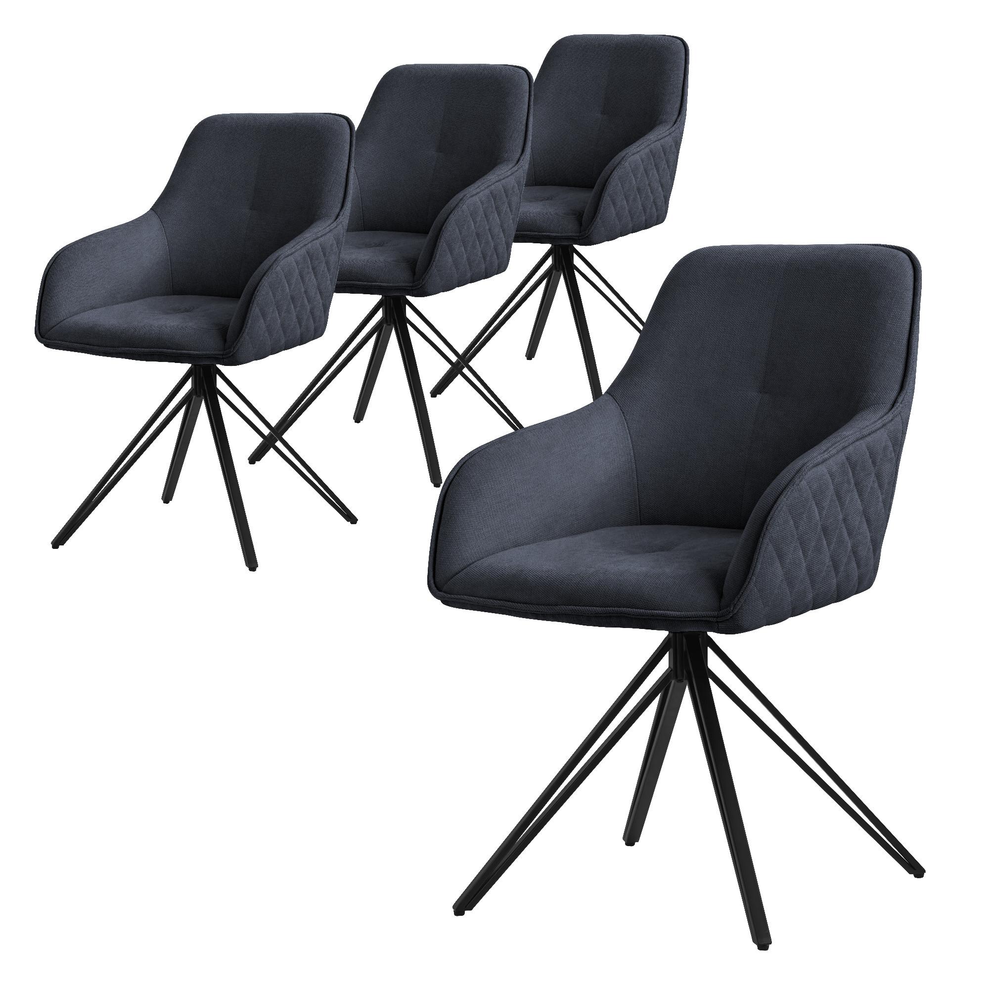 ESSZIMMERSTUHL 4er Set drehbar Anthrazit Webstoff - Anthrazit/Schwarz, Textil/Metall (61/84.5/57cm) - ML-DESIGN