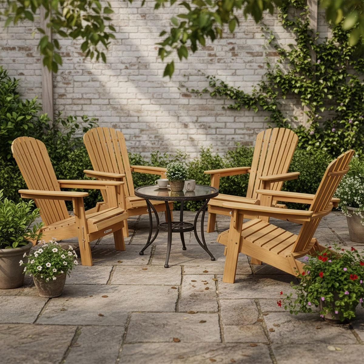 LIEGESTUHL Korfu Akazie klappbar 4er-Set - Naturfarben, Holz (69/94/85cm) - Juskys