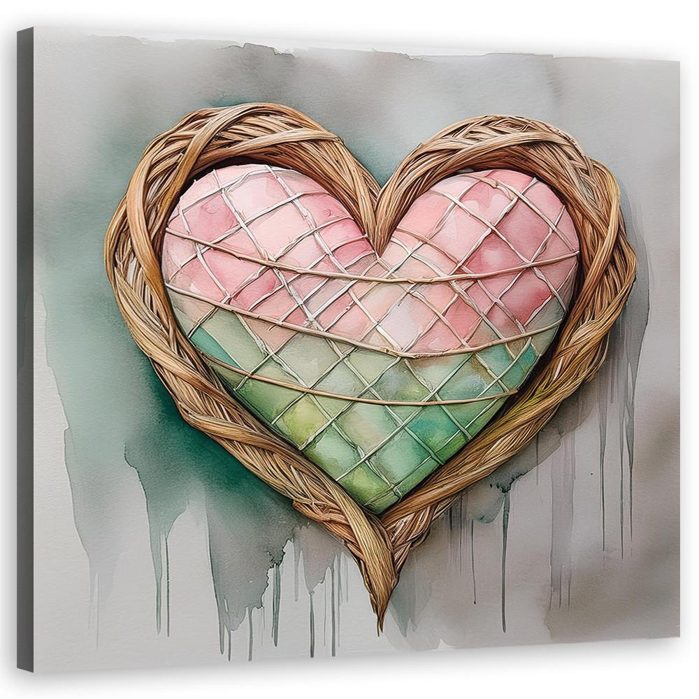 WANDBILD herz liebe shabby chic - Pink, Textil (50/50cm) - Feeby