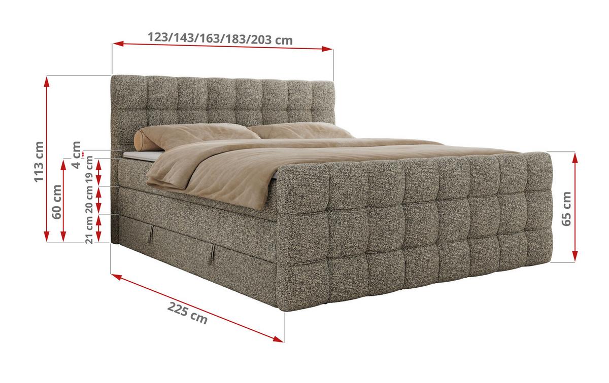 BOXSPRINGBETT ALTIVO KING DUO 160/200 - Grau Strukture - H4 - Grau, Textil (160/200cm) - MKS
