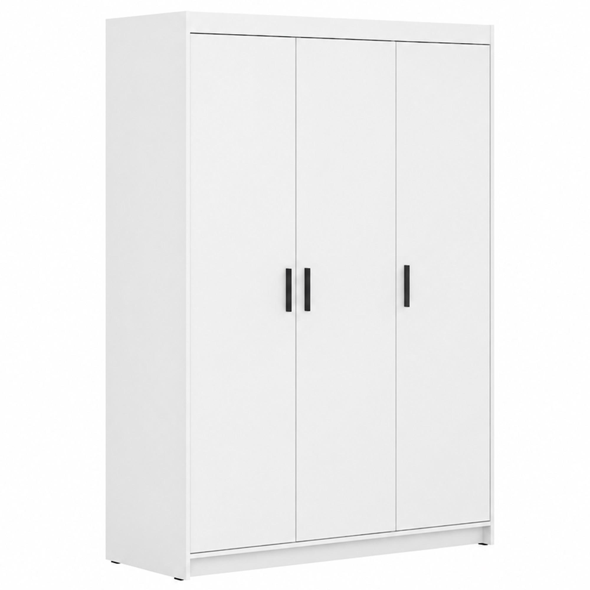 DREHTÜRENSCHRANK Elena mit 3 Türen, ohne Spiegel, Weiß - Weiß, Holzwerkstoff (130/190/53cm) - Beautysofa