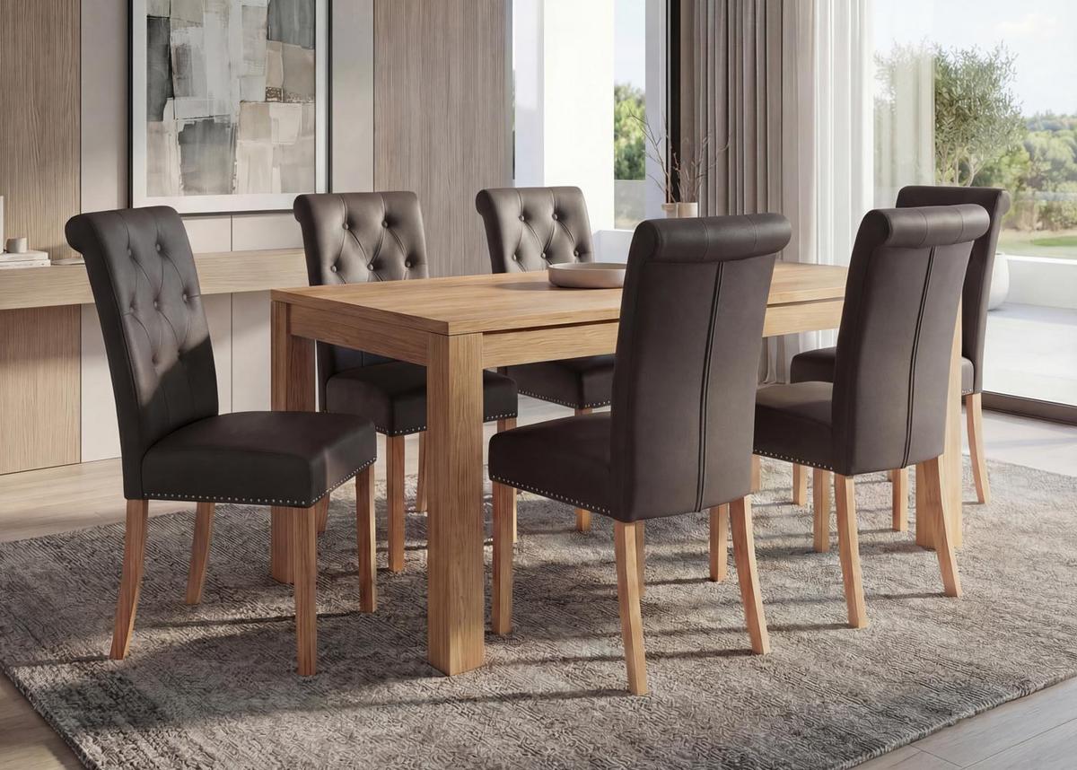 ESSZIMMERSTUHL FIELD Braun, Braun 6er-Set - Braun/Mokka, Textil (47/98/62cm) - MCW