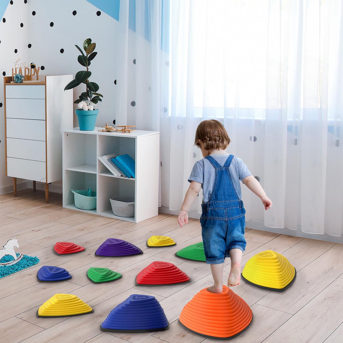 BALANCIERSTEINE 11 Stück Rutschfeste Trittsteine für Kinder 3-8 Jahren Bunt - Multicolor, Kunststoff (37.5/16/37.5cm) - AIYAPLAY