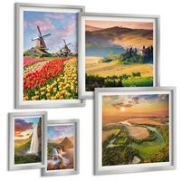 BILDER SET 5er Set - 50x50 cm & 20x30 cm & 40x60 cm Silberner Rahmen - Whisky, Wein, Champagner, Kaffee, Alkohol - Silberfarben, Kunststoff (40/60cm) - TULUP