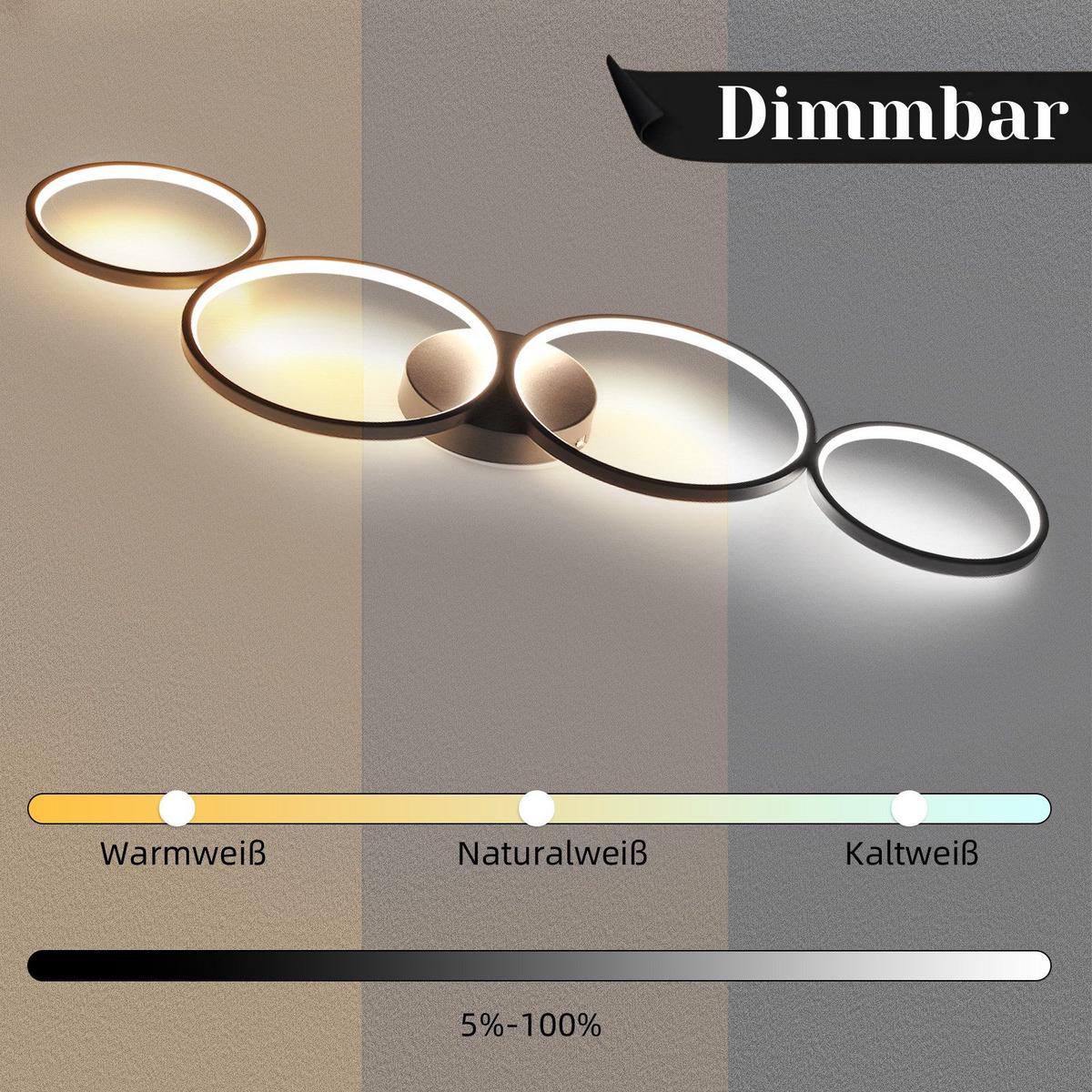 LED-DECKENLEUCHTE Maltby 100/35.5/5.8 cm - Schwarz, Metall (35.5/100/5.8cm) - Nettlife