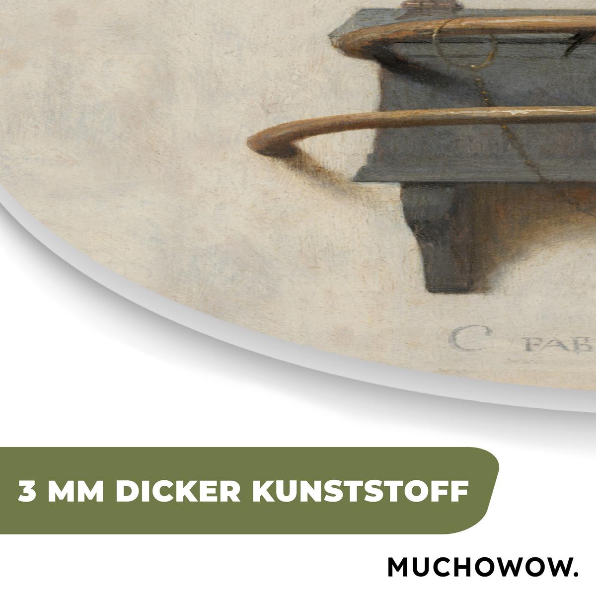 WANDBILD Stieglitz - Alter Meister - Carel Fabritius Room Decor 90x90 cm - Grau, Kunststoff (90/90cm) - MuchoWow