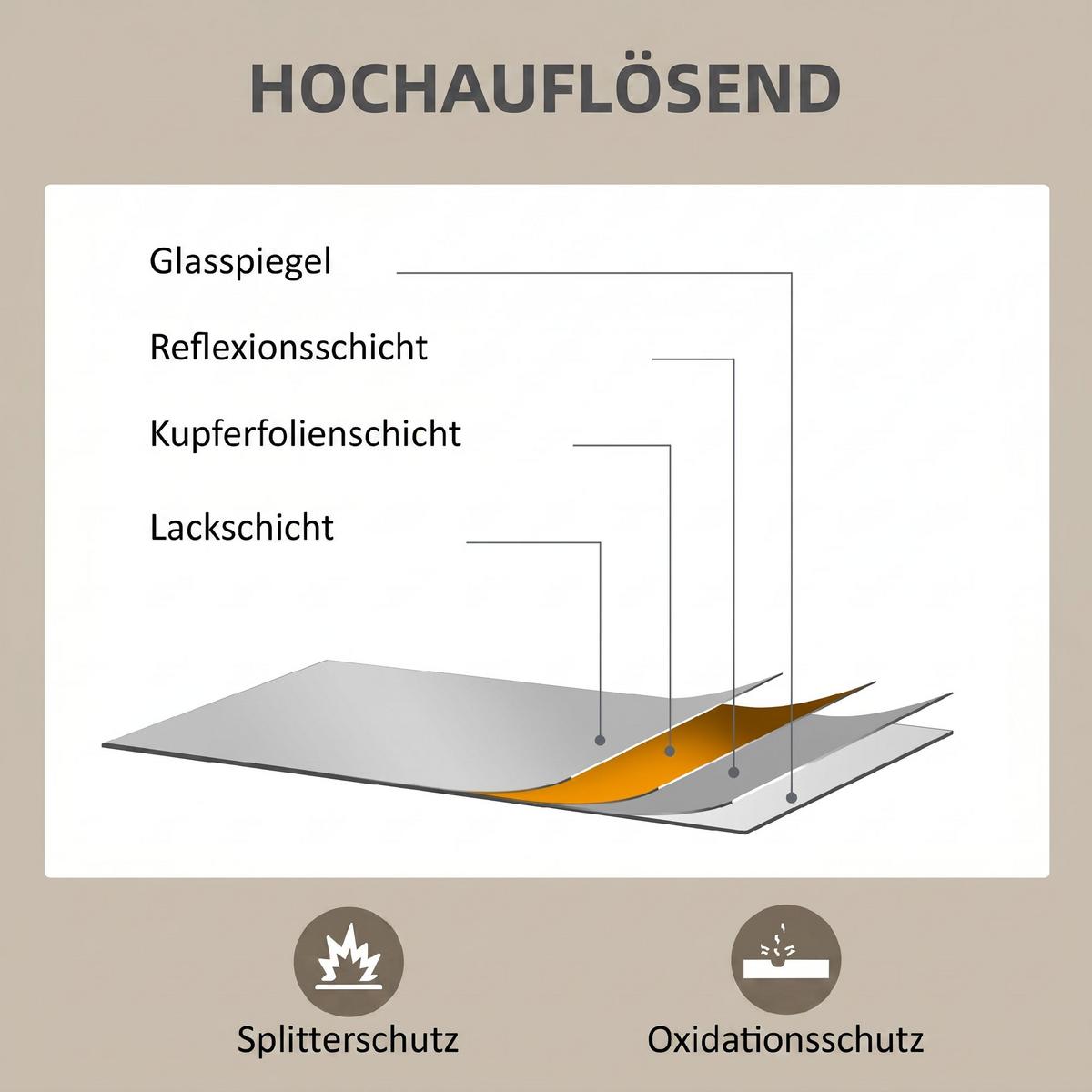WANDSPIEGEL MDF Glas Schwarz - Schwarz, Holzwerkstoff (2/60/40cm) - HOMCOM
