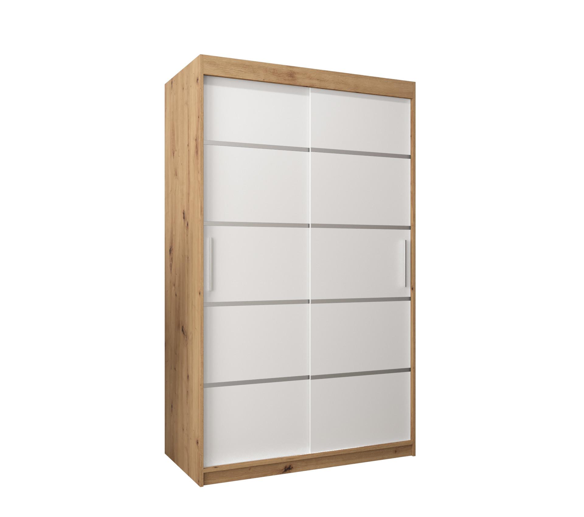 SCHWEBETÜRENSCHRANK 200/120/62 2-türig - Silberfarben/Weiß, Holz/Kunststoff (120/200/62cm) - MÖBEL KRYSPOL