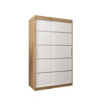 SCHWEBETÜRENSCHRANK 200/120/62 2-türig - Silberfarben/Weiß, Holz/Kunststoff (120/200/62cm) - MÖBEL KRYSPOL
