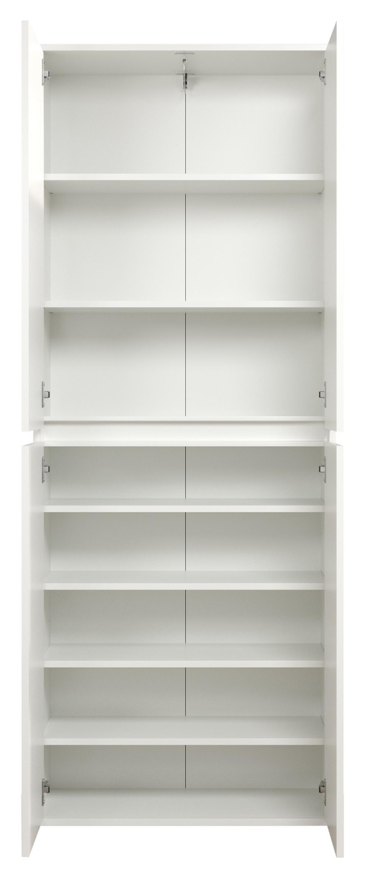 GARDEROBENSCHRANK weiß 74 x 191 cm, Schuhschrank 4-türig - Schwarz/Weiß, Holzwerkstoff/Kunststoff (74/191/34cm) - Top.Furn