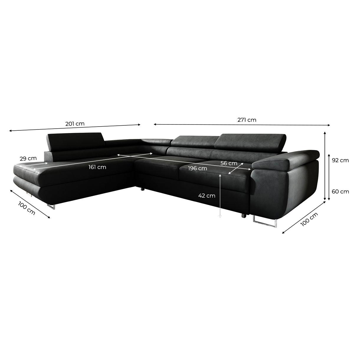 ECKSOFA Lyam 4 Sitzplätze Schwarz - Schwarz, Textil (271/201cm) - Petits-meubles