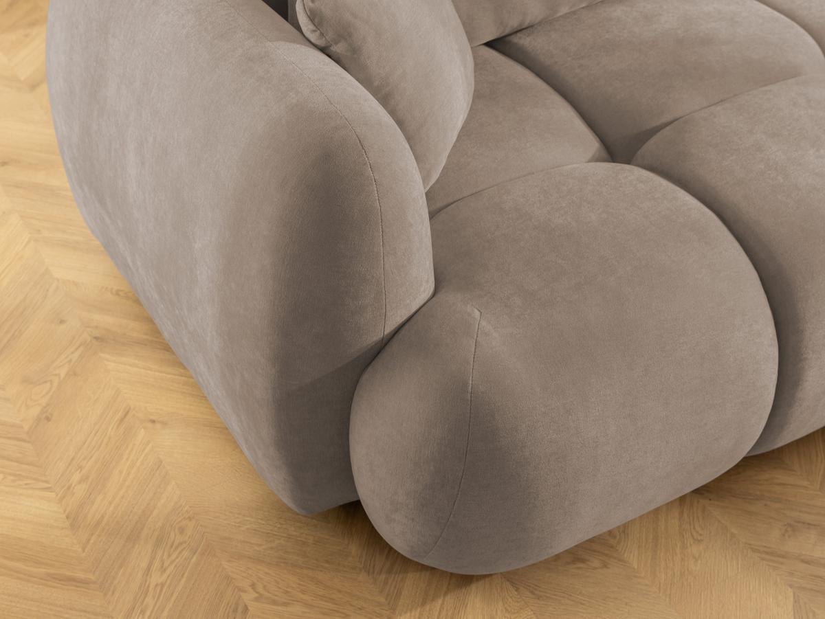 ECKSOFA Loretto aus natürlichem Greige Webstoff mit Schlaffunktion, Bettkasten und tiefen Steppungen in Bubble-Optik - Greige/Schwarz, Holz/Kunststoff (275/180cm) - S-Style