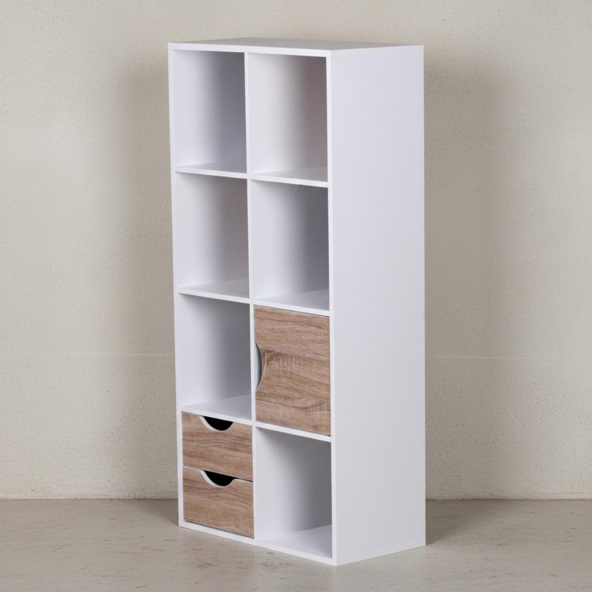 BÜCHERREGAL – Sonoma Eiche/Weiß, 8 Fächer, modern, Raumteiler-funktion - Weiß, Holz (60/120/29cm) - KADIMA DESIGN