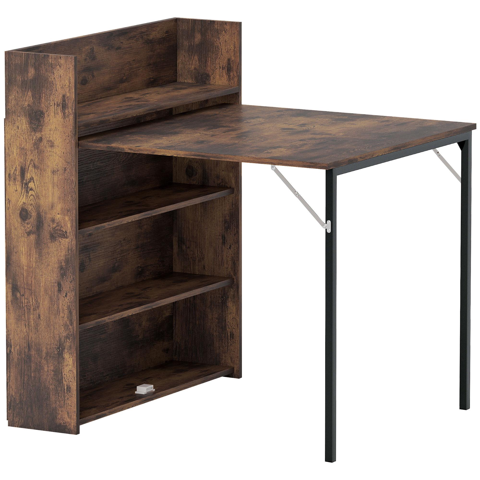 ESSTISCH MDF Stahl Rustikal-Braun - Schwarz/Braun, Holzwerkstoff (90/80/93cm) - HOMCOM