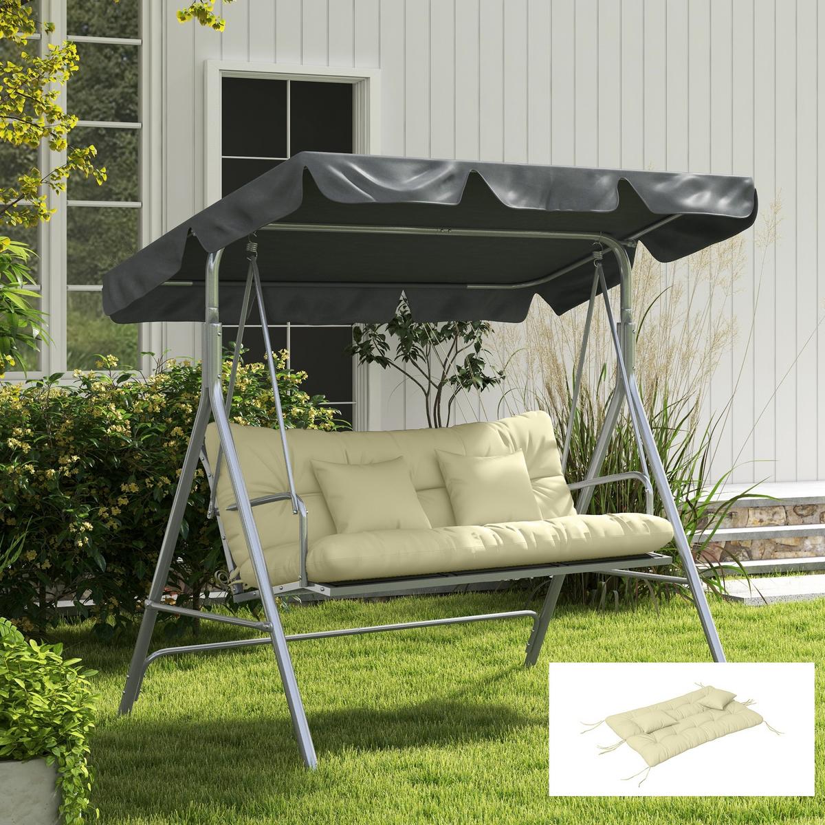 SITZKISSEN 4er Set Polyester PP-Baumwolle Cremeweiß - Creme, Textil (50/12/150cm) - Outsunny