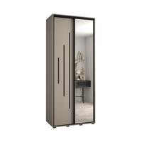 SCHWEBETÜRENSCHRANK 235,2/110/45 2-türig - Kaschmir/Schwarz, Holz/Metall (110/235.2/45cm) - MÖBEL KRYSPOL