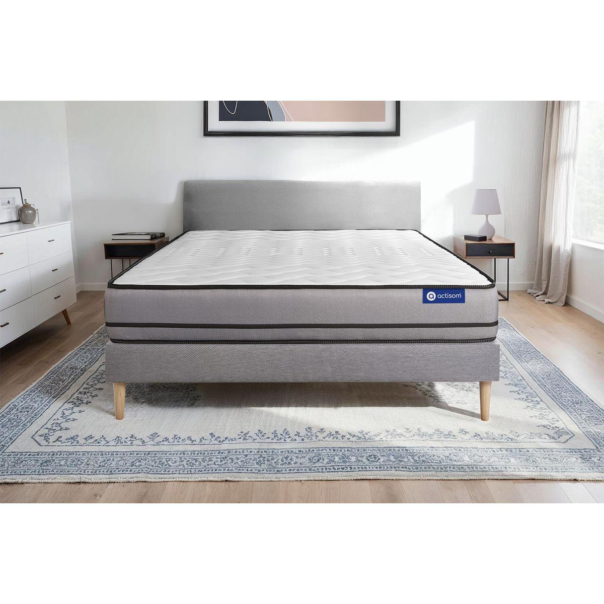 BETT Actimemo night Memory-Schaum 140 x 220 cm h4 - Kit Bettgestell Grau - Beige/Grau, Karton/Holz (140/220cm) - ACTISOM