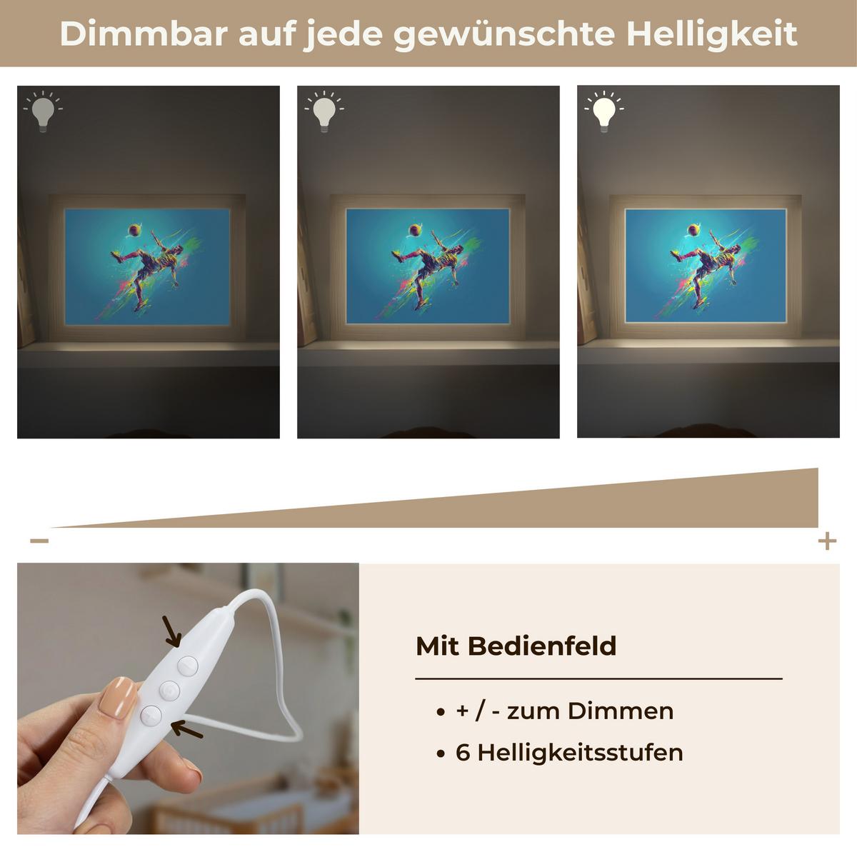 NACHTTISCHLAMPE Fußballer - Farbspritzer - Farbenfroh - Ball 20x15 cm - Blau, Holzwerkstoff (8/20/15cm) - OnlyWow