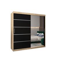 SCHWEBETÜRENSCHRANK 200/200/62 2-türig - Silberfarben/Schwarz, Holz/Kunststoff (200/200/62cm) - MÖBEL KRYSPOL