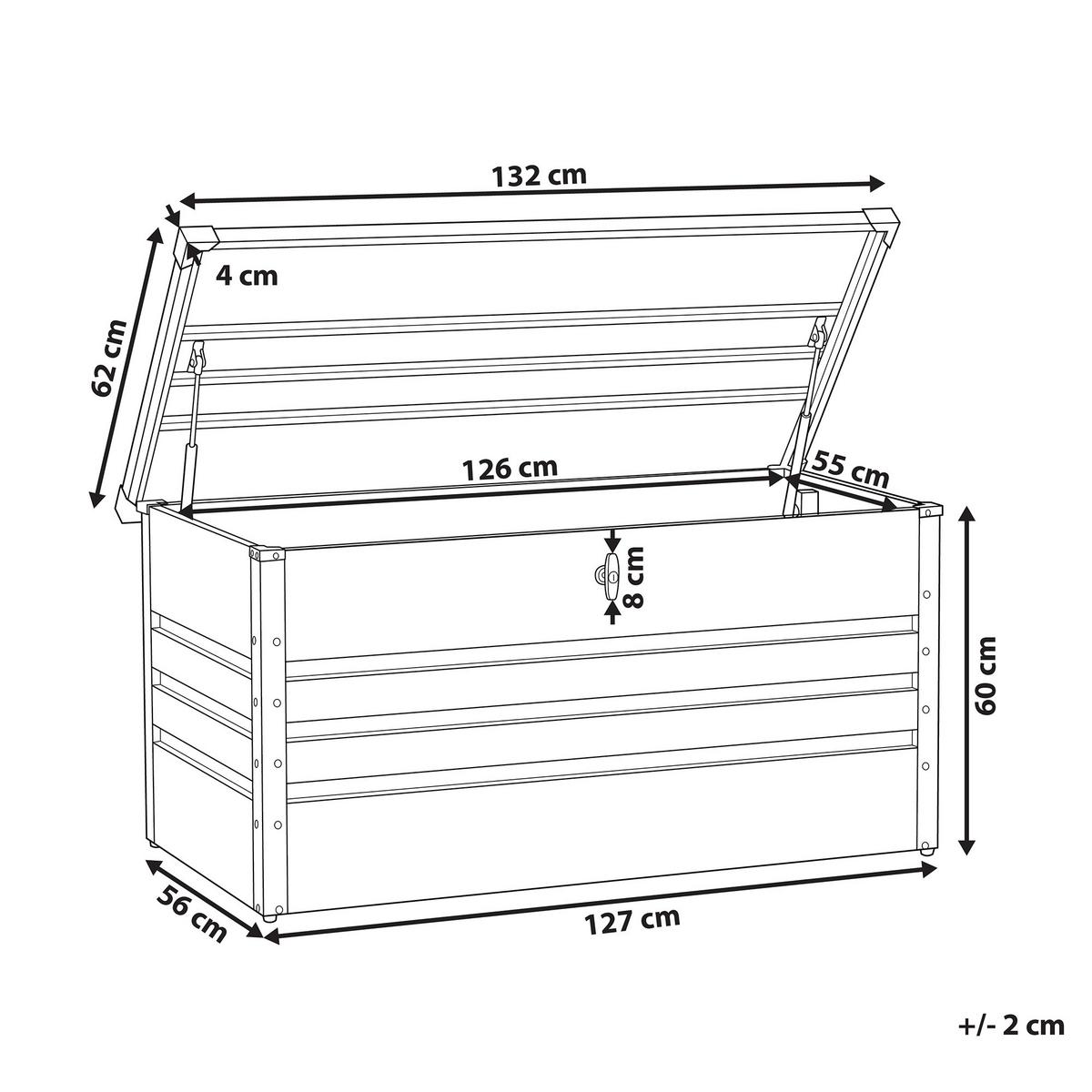 AUFLAGENBOX Stahl dunkelgrün 132/62 cm Cebrosa - Grün, Metall (132/64/62cm) - Beliani