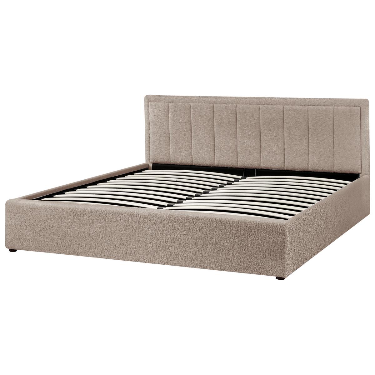 BETT mit Stauraum 180/200 cm Bouclé Taupe Montlaur - Taupe, Textil (180/200cm) - Beliani