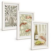 BILDER SET 3er Set - 20x30 cm Weißer Rahmen - Rustikale Cocktails mit Olivenblüten - Weiß, Kunststoff (20/30cm) - TULUP