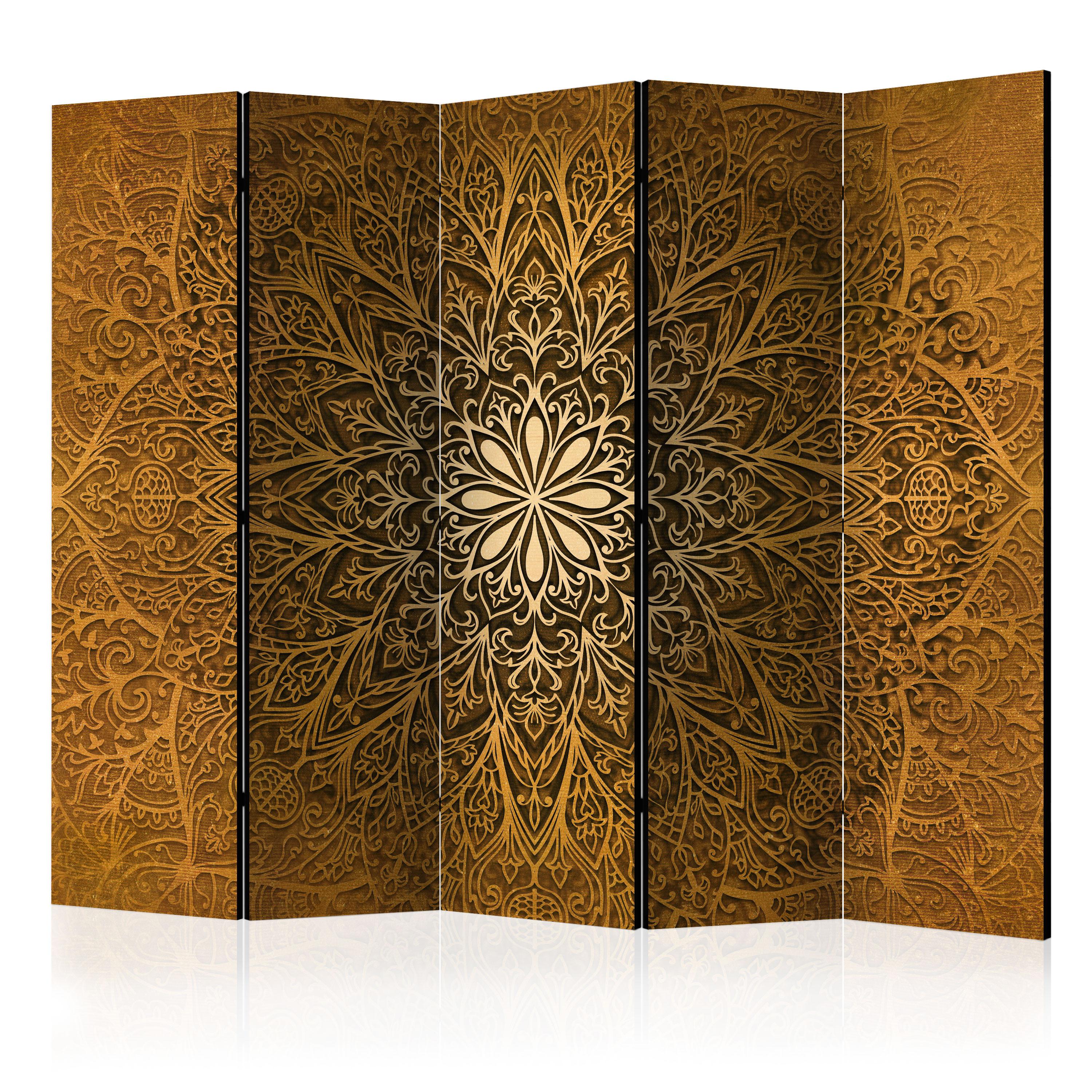 PARAVENT Einseitig Bedruckter 5-tlg 225x172 cm Mandala - Gelb, Holz/Textil (225/172/3cm) - Muralo