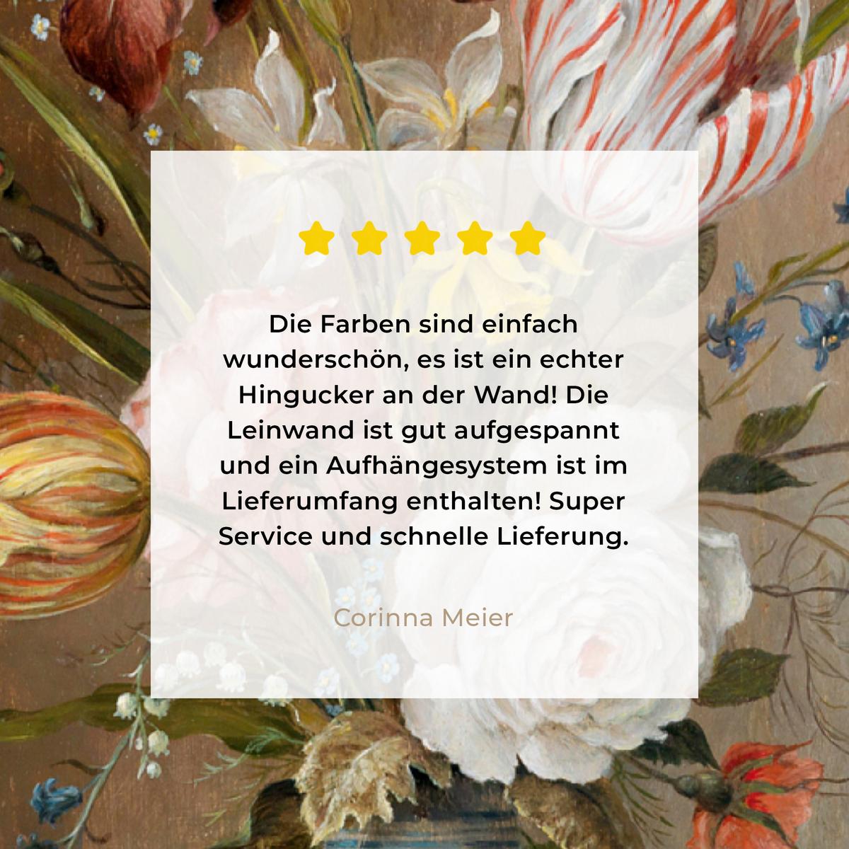 LEINWANDBILD Alte Meister - Blumen - Balthasar van der Ast Deko Groß 90x140 cm - Hellbraun, Textil (90/140cm) - MuchoWow