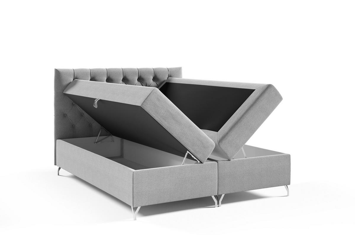 BOXBETT Palmeria 140/200 cm in Graphit – mit Bettkasten und Topper - Schwarz/Grau, Holz/Holzwerkstoff (140/200cm) - AX Living
