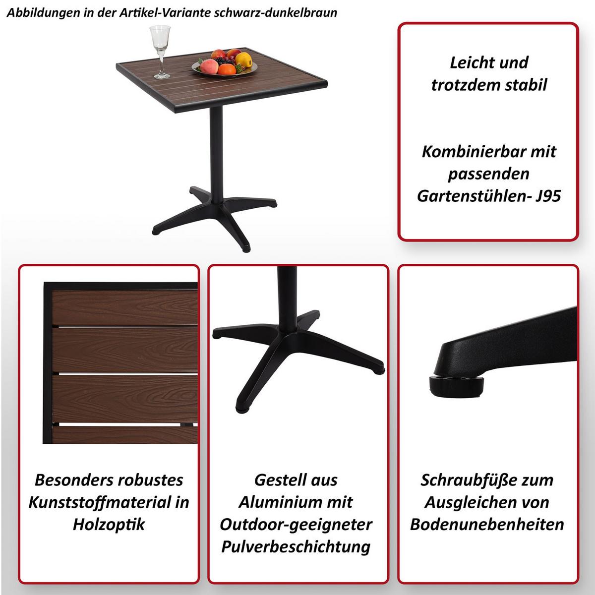 GARTENTISCH Schwarz, Braun - Schwarz/Braun, Metall (70/70/74cm) - MCW