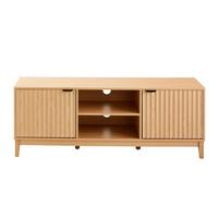 TV-MÖBEL mit 2 offenen Fächern und 2 Türen mit geriffelter Front bologne 40/52/140 cm - Eichefarben, Holzwerkstoff (40/52/140cm) - Calicosy