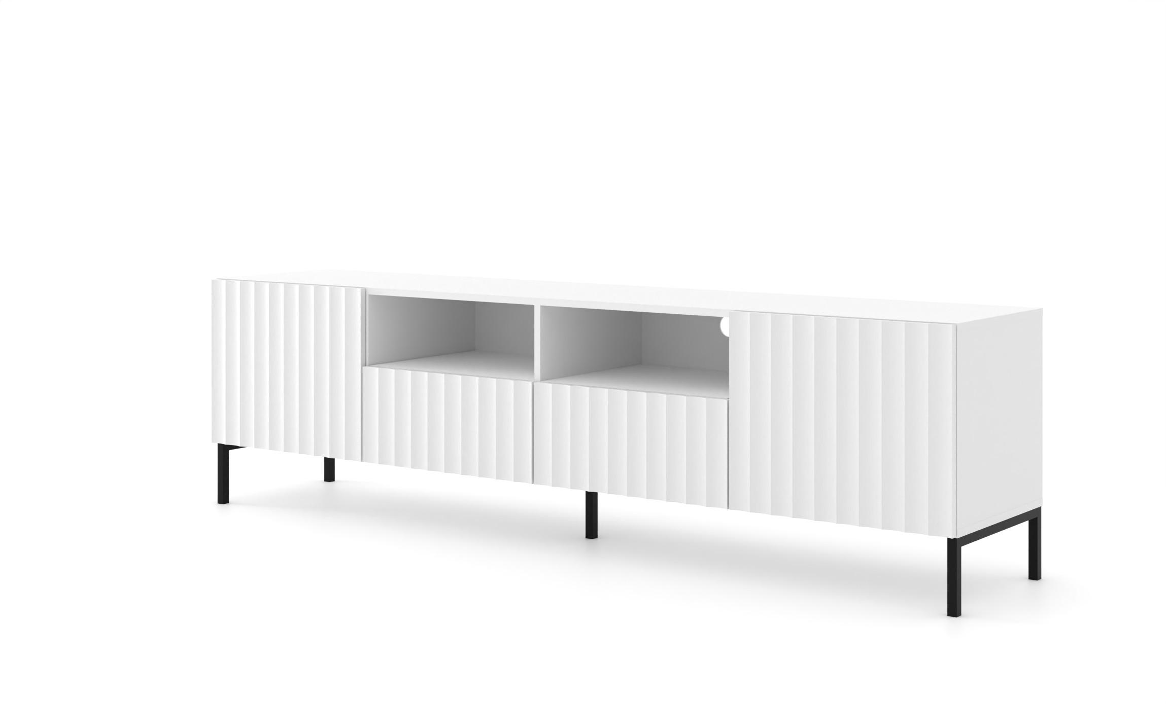 TV LOWBOARD Weiß, Schwarz 200/56/42 - Schwarz/Weiß, Holzwerkstoff (200/56/42cm) - RAUMHIRSCH FURNITURE