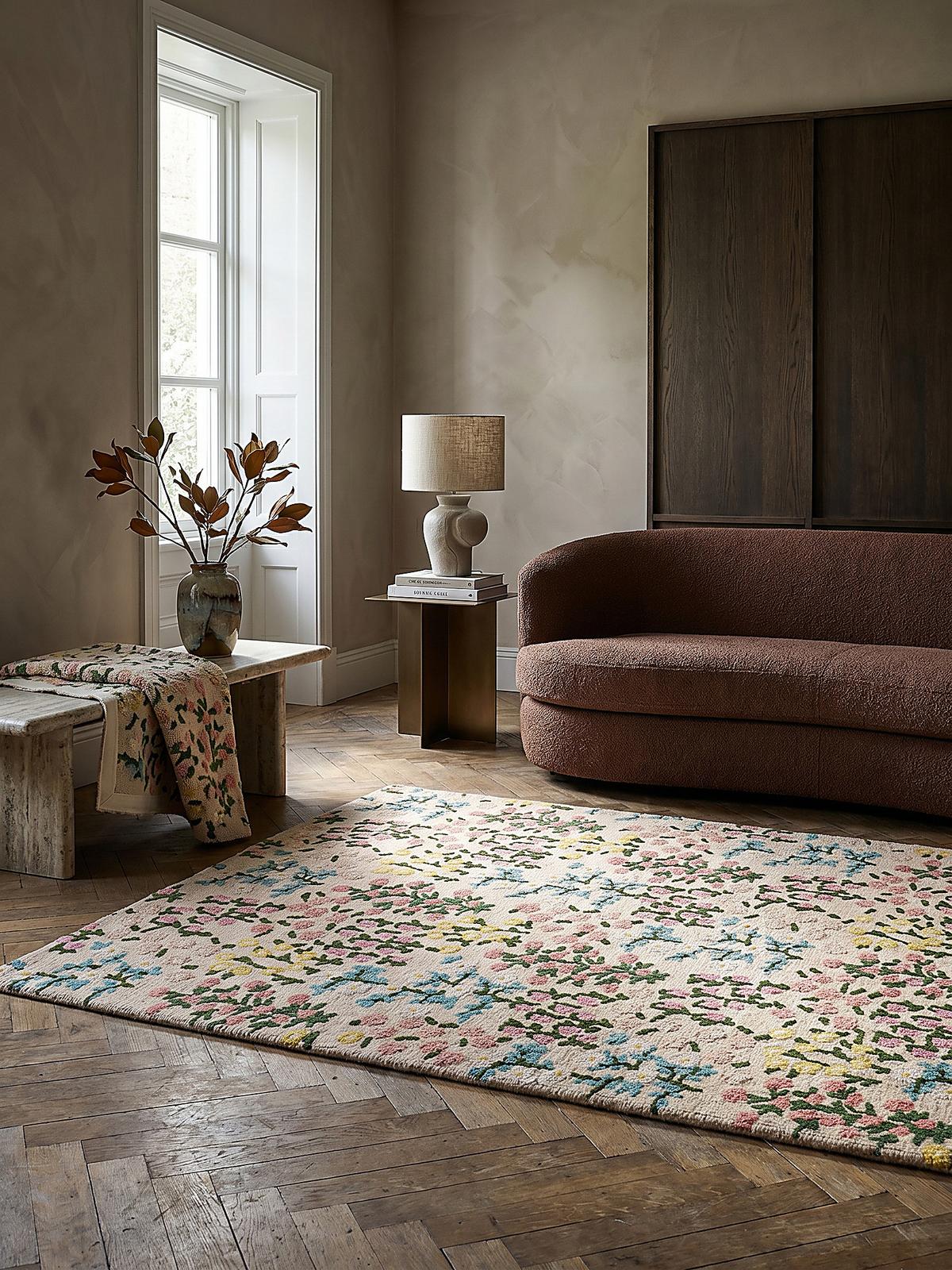 WOLLTEPPICH VALE, floral, Rosa-Bunt, 120 x 170 cm - Beige, Textil (170/120cm) - KADIMA DESIGN