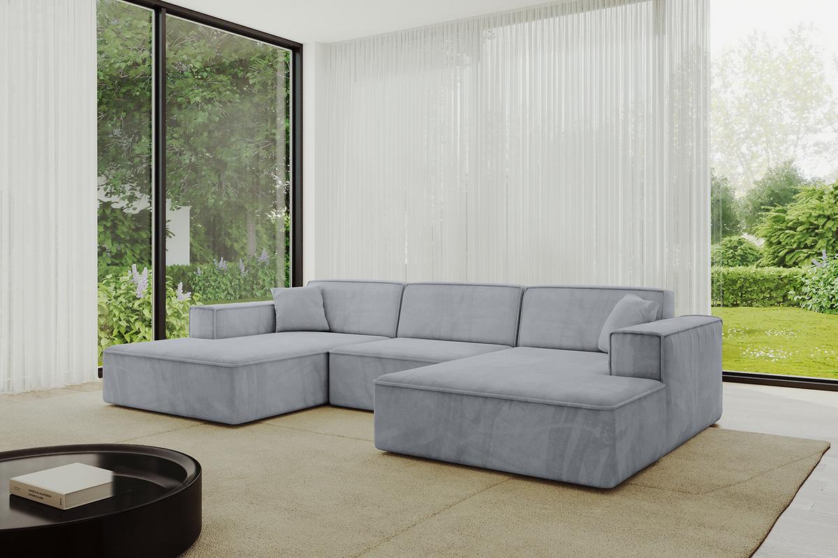 WOHNLANDSCHAFT IREA-U1-v4 - 301x165x77 cm Grau - Titanfarben, Holzwerkstoff/Textil (301/77/165cm) - ALTDECOR