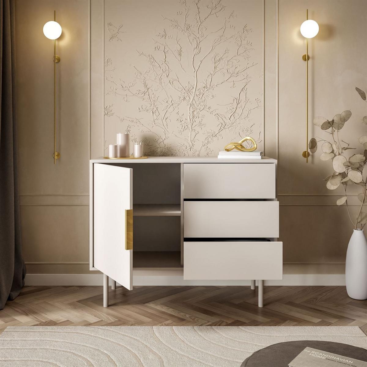 KOMMODE MIRACLE 1D3S mit Schubladen eintrürig Kaschmir - Kaschmir, Holzwerkstoff (104/82/39cm) - Lookway
