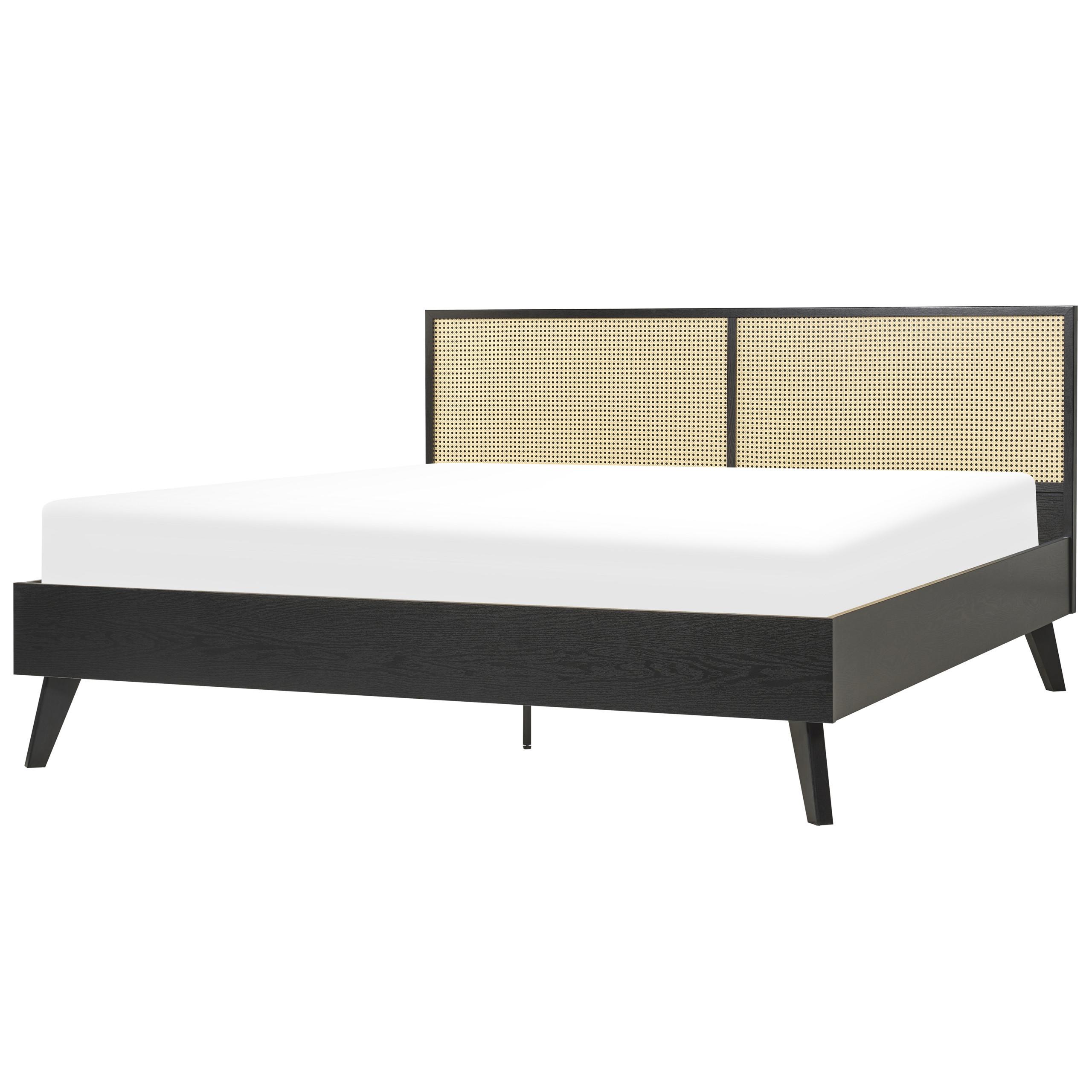BETT 180/200cm Schwarz Monpazier - Schwarz, Naturmaterialien (180/200cm) - Beliani