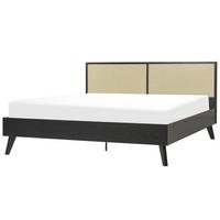 BETT 180/200cm Schwarz Monpazier - Schwarz, Naturmaterialien (180/200cm) - Beliani