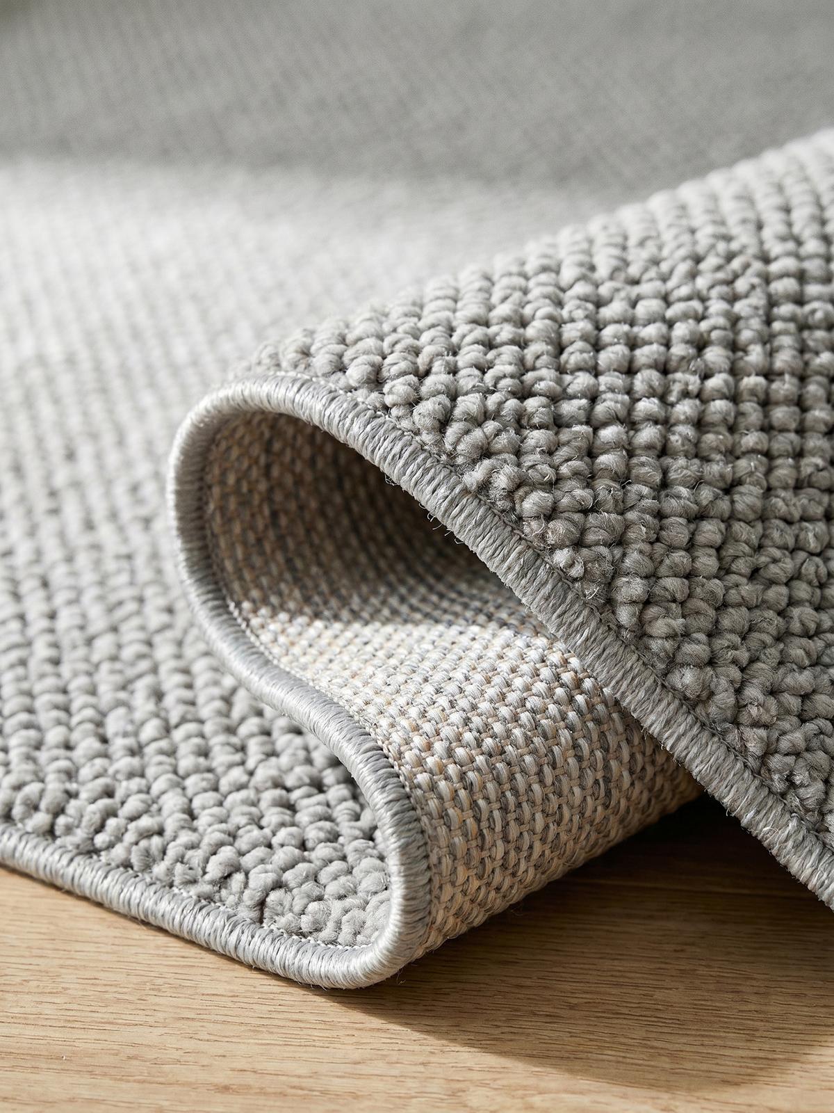 TEPPICH Flachgewebe LANGAU in Silber, meliert, Ø 120 cm - Silberfarben, Textil (120/120cm) - KADIMA DESIGN