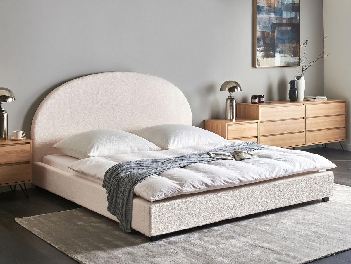 WASSERBETT Bouclé 180/200 cm Cremeweiß Vaucluse - Creme, Textil (180/200cm) - Beliani