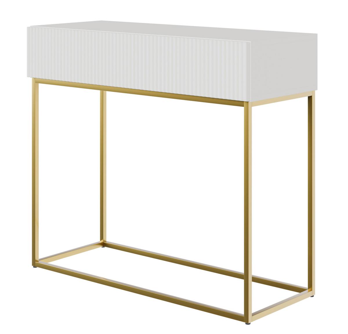 KONSOLENTISCH Veldio Weiß mit goldenen Beinen 90 cm - Goldfarben/Weiß, Holzwerkstoff/Metall (35.6/90/79cm) - Selsey