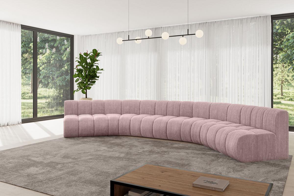 WOHNLANDSCHAFT modulares Sofa Montra-U1 - 490x174x70 cm Rosa - Rosa, Holzwerkstoff/Textil (490/70/174cm) - ALTDECOR