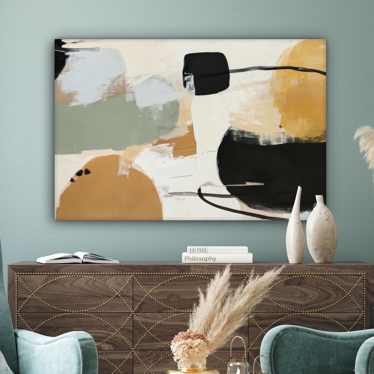 LEINWANDBILD Farbe - Abstrakt - Farben XXL 150x100 cm - Currygelb, Textil (150/100cm) - MuchoWow