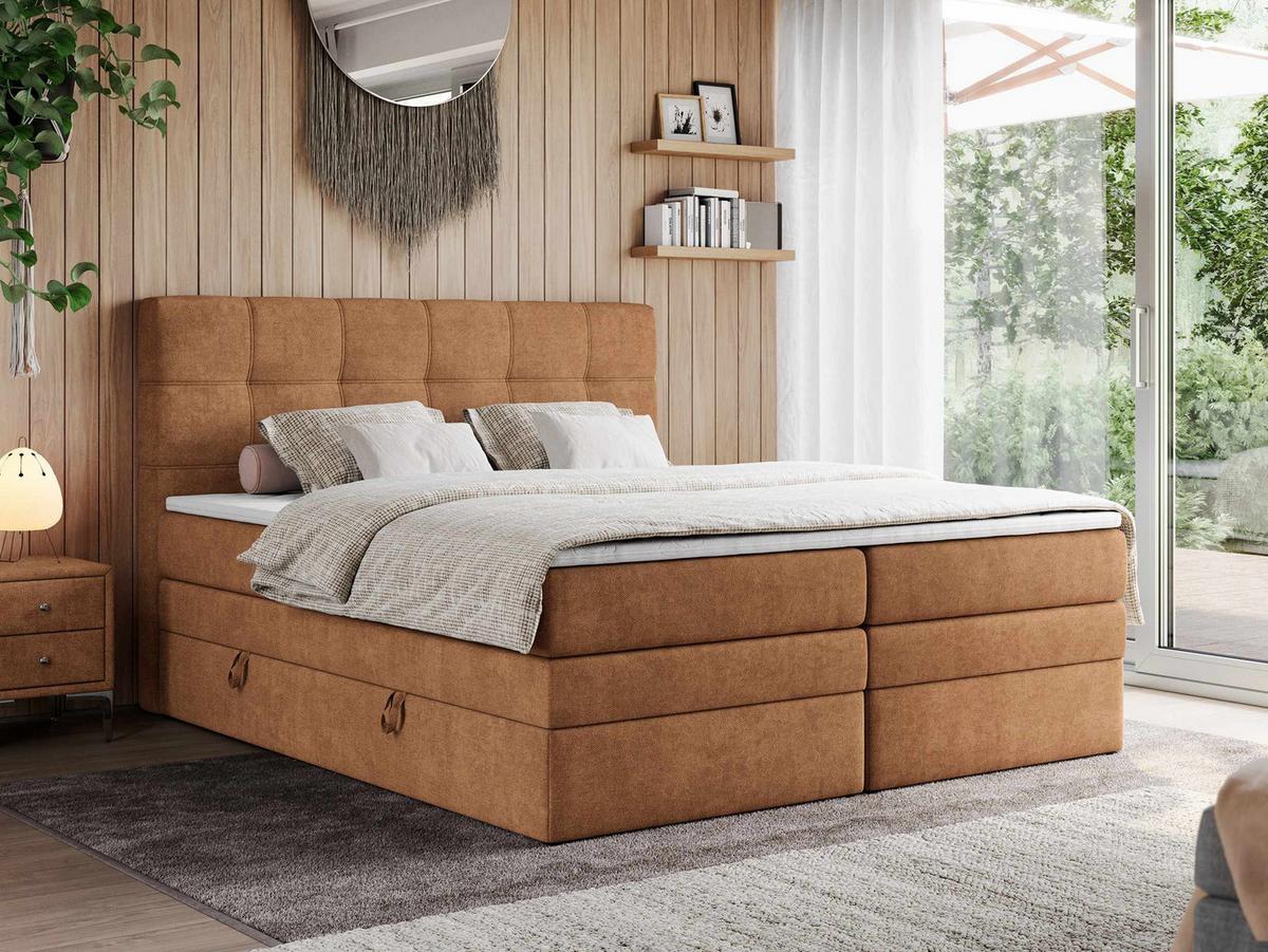 BOXSPRINGBETT ERNI KING 140/200 Orange Struktur - H3 - Orange, Holz/Textil (140/200cm) - MKS