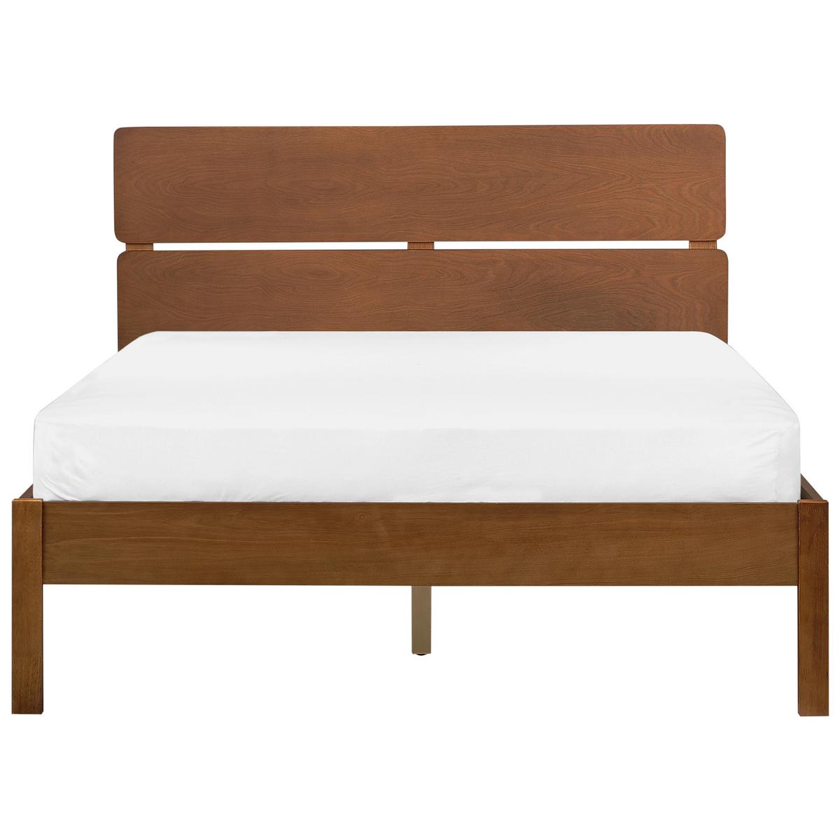 BETT mit Lattenrost 140/200 cm Gummibaumholz Dunkelbraun Boisset - Dunkelbraun, Holz (140/200cm) - Beliani